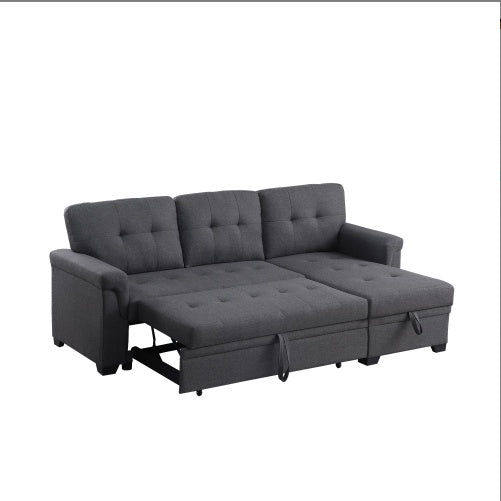 Viva Elite Slate Dark Gray Linen Sleeper Sectional Sofa - The Future of Versatile Luxury