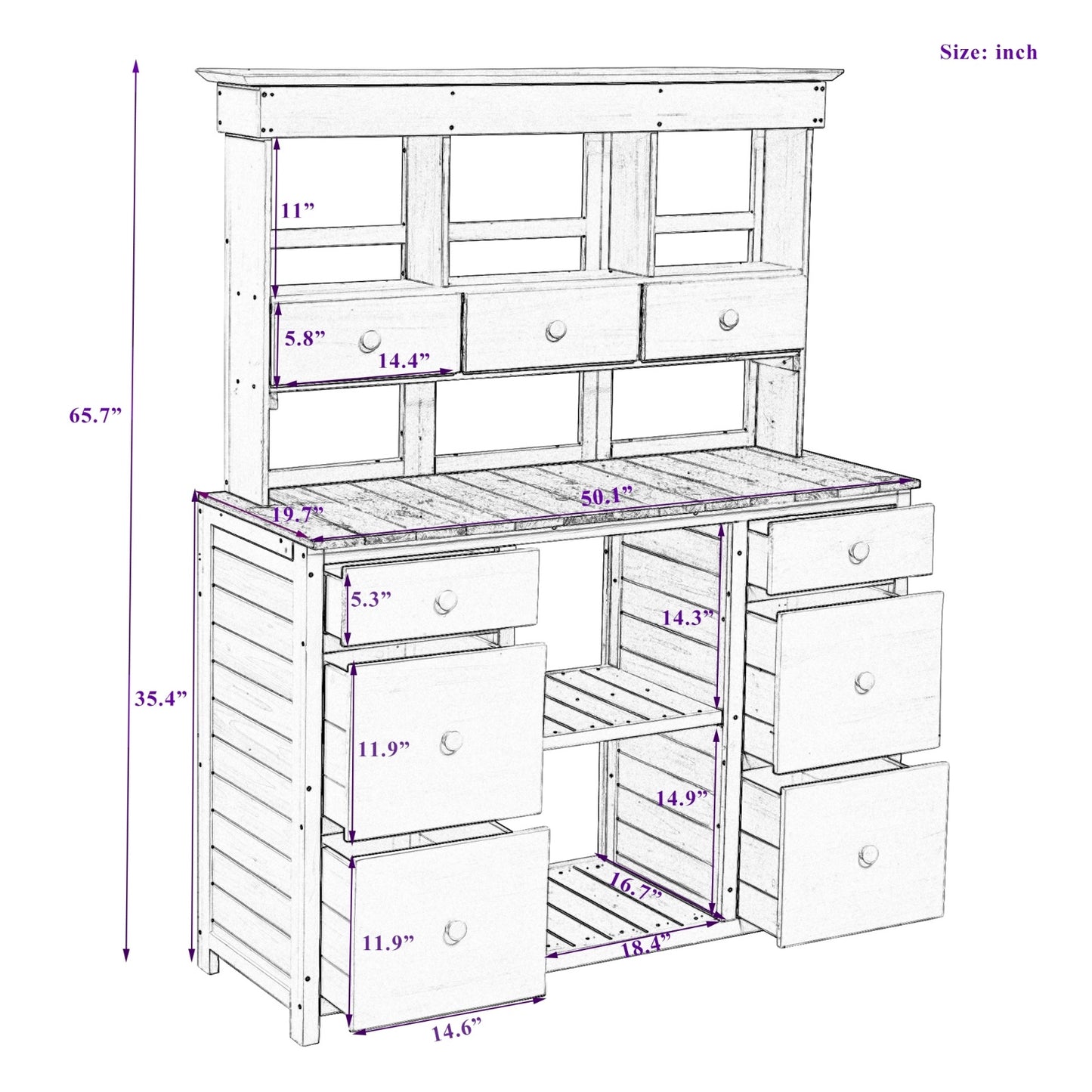 Video Provided TOPMAX Garden Potting Bench Table, Rustic And Sleek Design With Multiple Drawers An