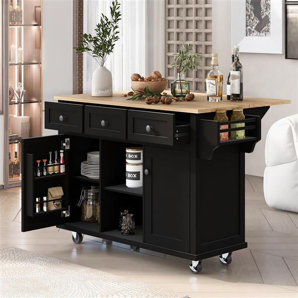 Viva Atelier Marais Flip-Top Rubberwood Kitchen Cart