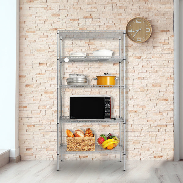 Viva Urbane Collection: Viva Urbane 5-Tier Silver Gray Metal Storage Rack