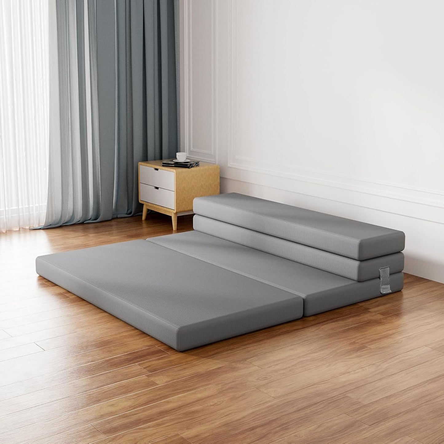 Single Bed Foldable Mattress, Folding Mattress Upper Sofa Mattress, Double Folding Memory Foam Folding Sofa Bed For Camping, Flooring, Travel, Guests, RV, Washable Cover And Easy S