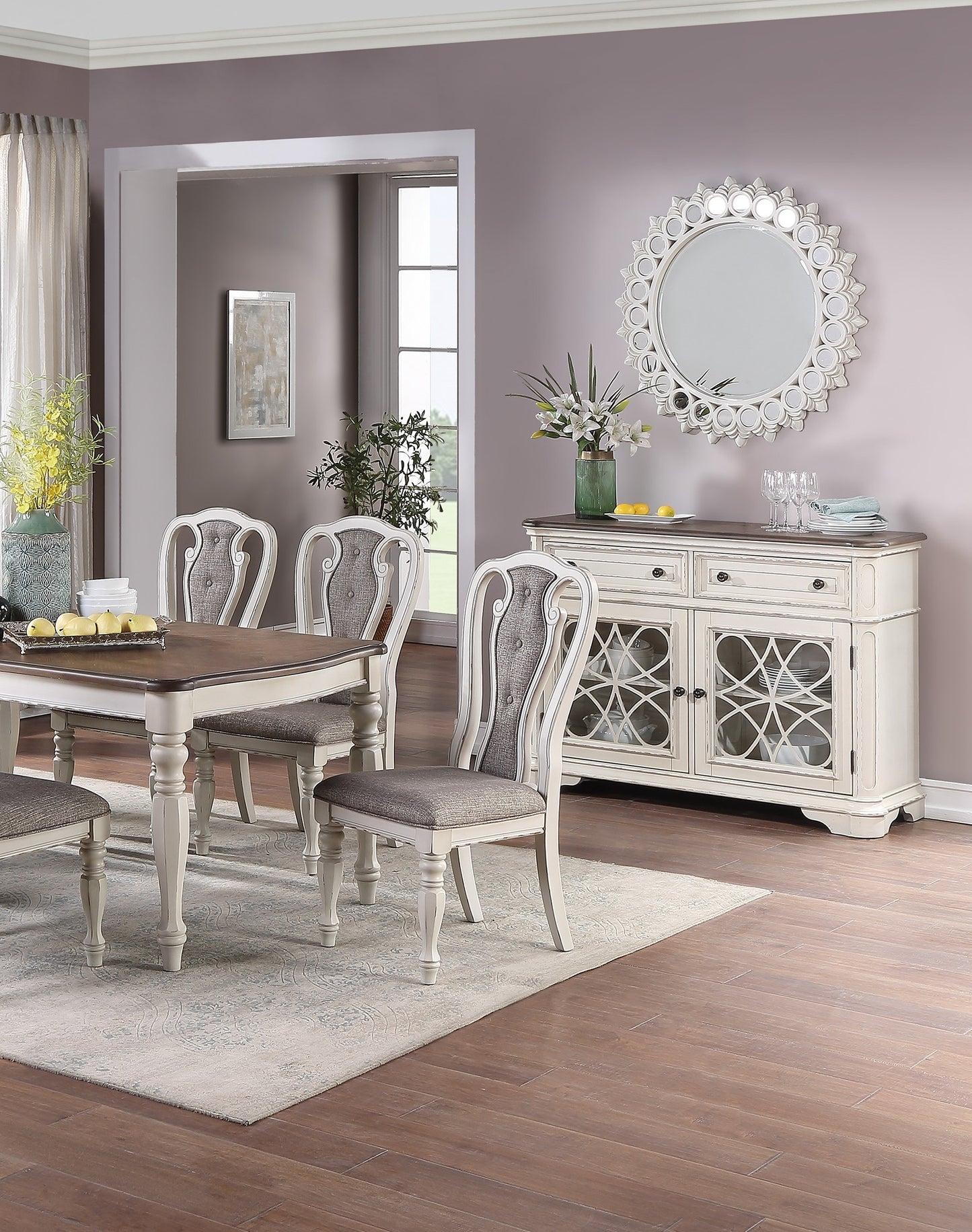Viva Bellezza Grace Tufted Dining Chair Duo – Antique White (Set of 2)