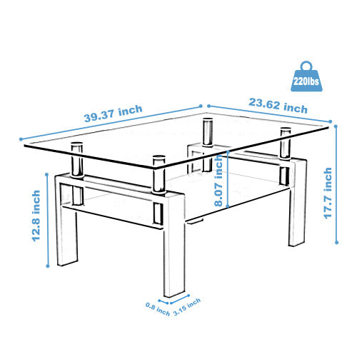 Viva Elite Rectangular Black Glass Coffee Table – The Future of Dramatic Elegance