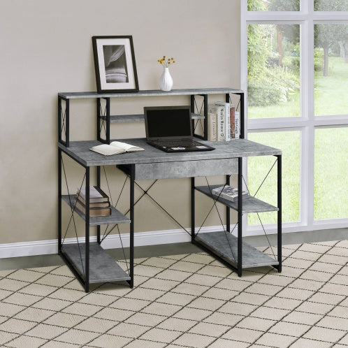 Viva Noir Éclat Collection: Viva Noir Éclat Black Office Desk with Shelving & Hutch