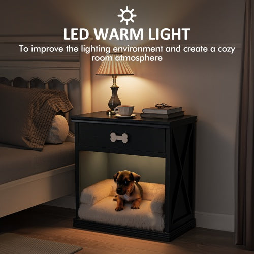 Vintage Small Locker with LED Lights & Pet Bed – A Stylish & Functional Storage Solution