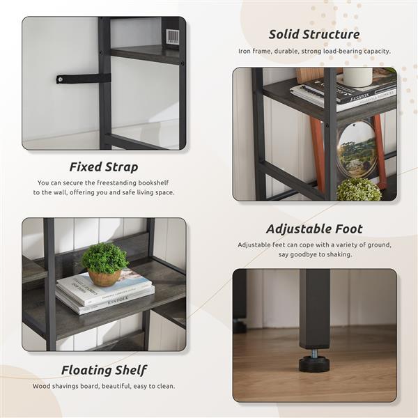 Modern Dark Grey Open Bookshelves | Stylish & Spacious Storage Solution
