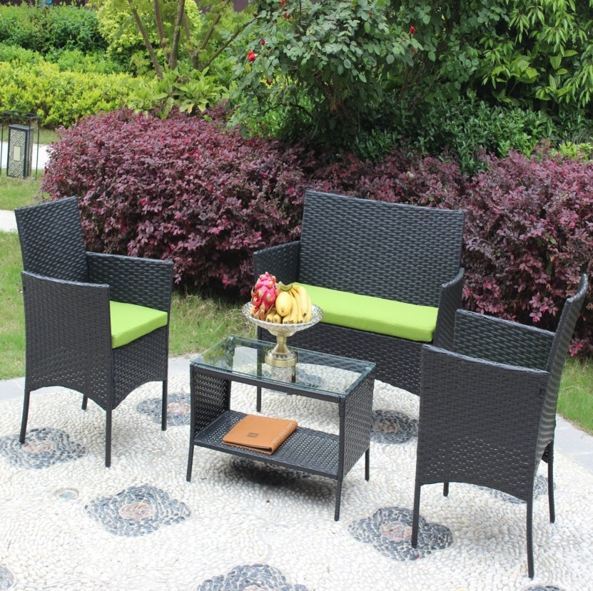 🌿 Viva Solace™ 4-Piece Rattan Patio Furniture Set – Outdoor Elegance, Everyday Comfort