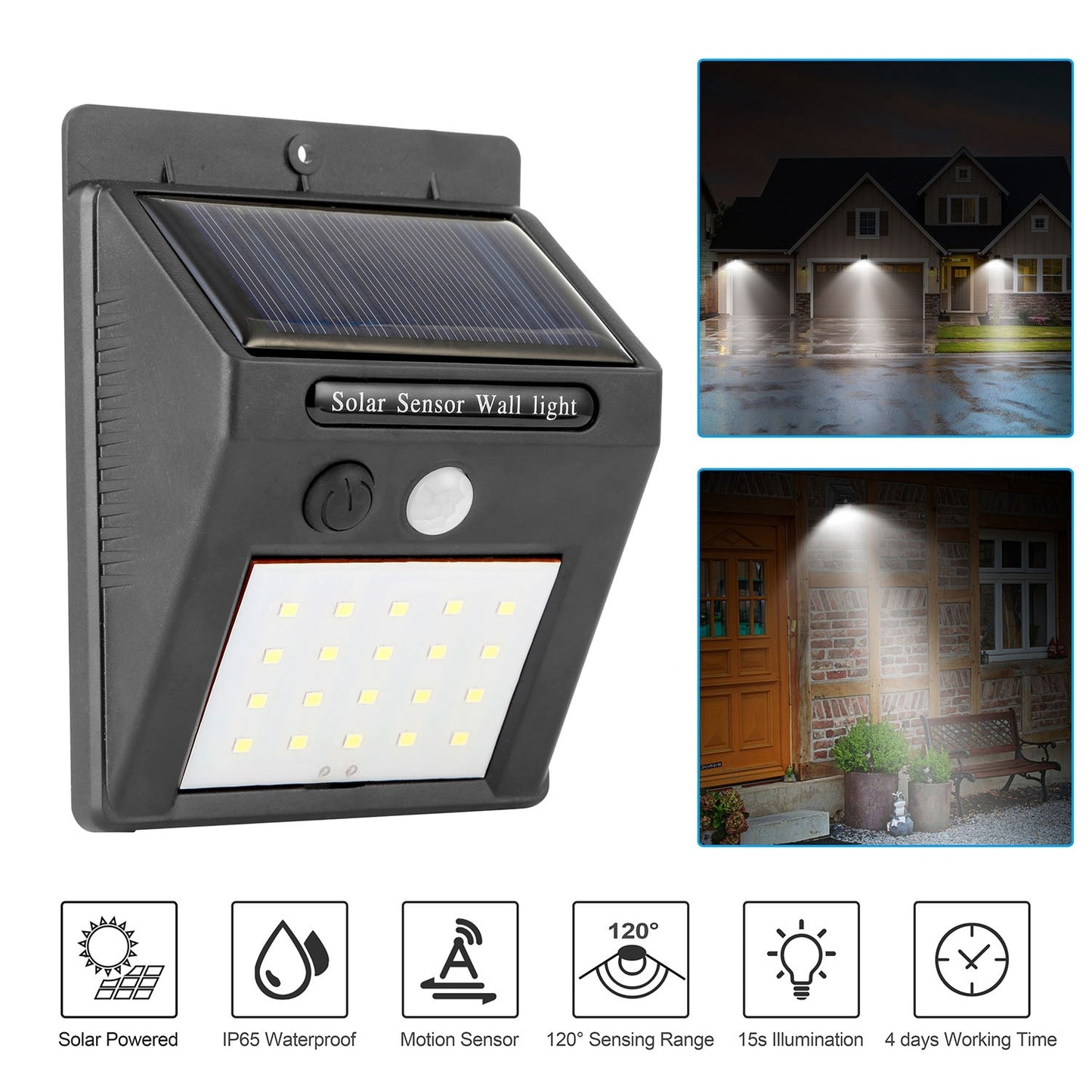 Solar Motion Sensor Wall Light with 20 LEDs | Viva