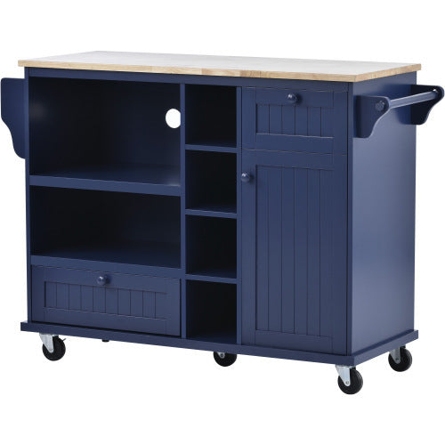 Viva Atelier Montmartre Kitchen Island Cart with Cabinet & Locking Wheels