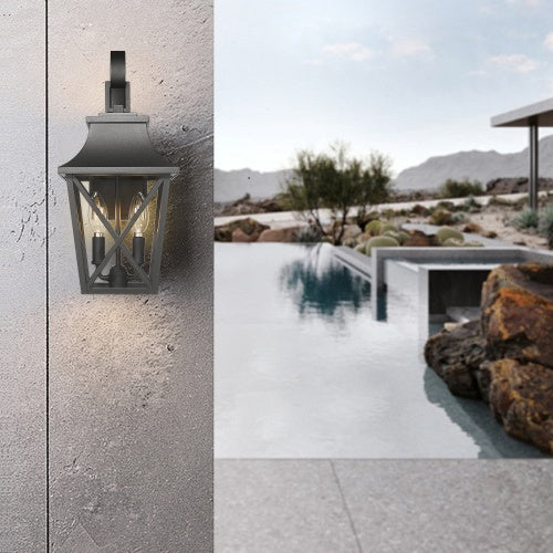 Black Outdoor Wall Light – Large Industrial Waterproof Exterior Light for Modern Farmhouse Porches & Entryways