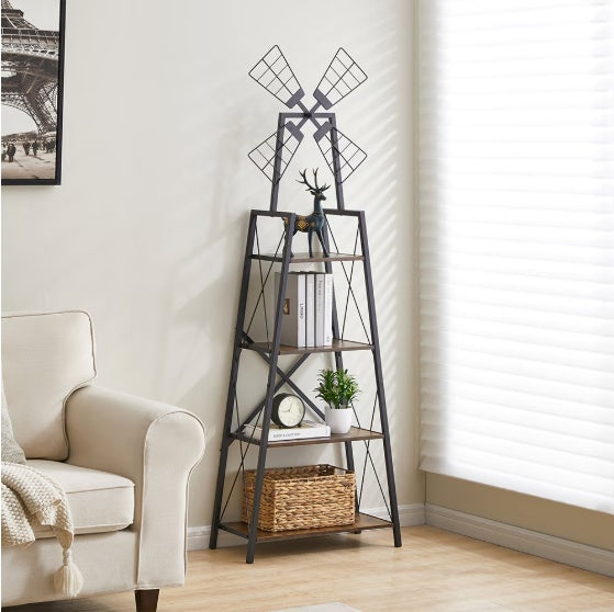 4-Tier Industrial Bookshelf with Metal Frame – Modern Bookcase & Display Shelf for Living Room & Home Office