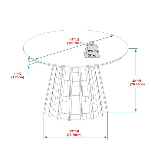 Viva Vespero 48″ Round Solid Wood Dining Table