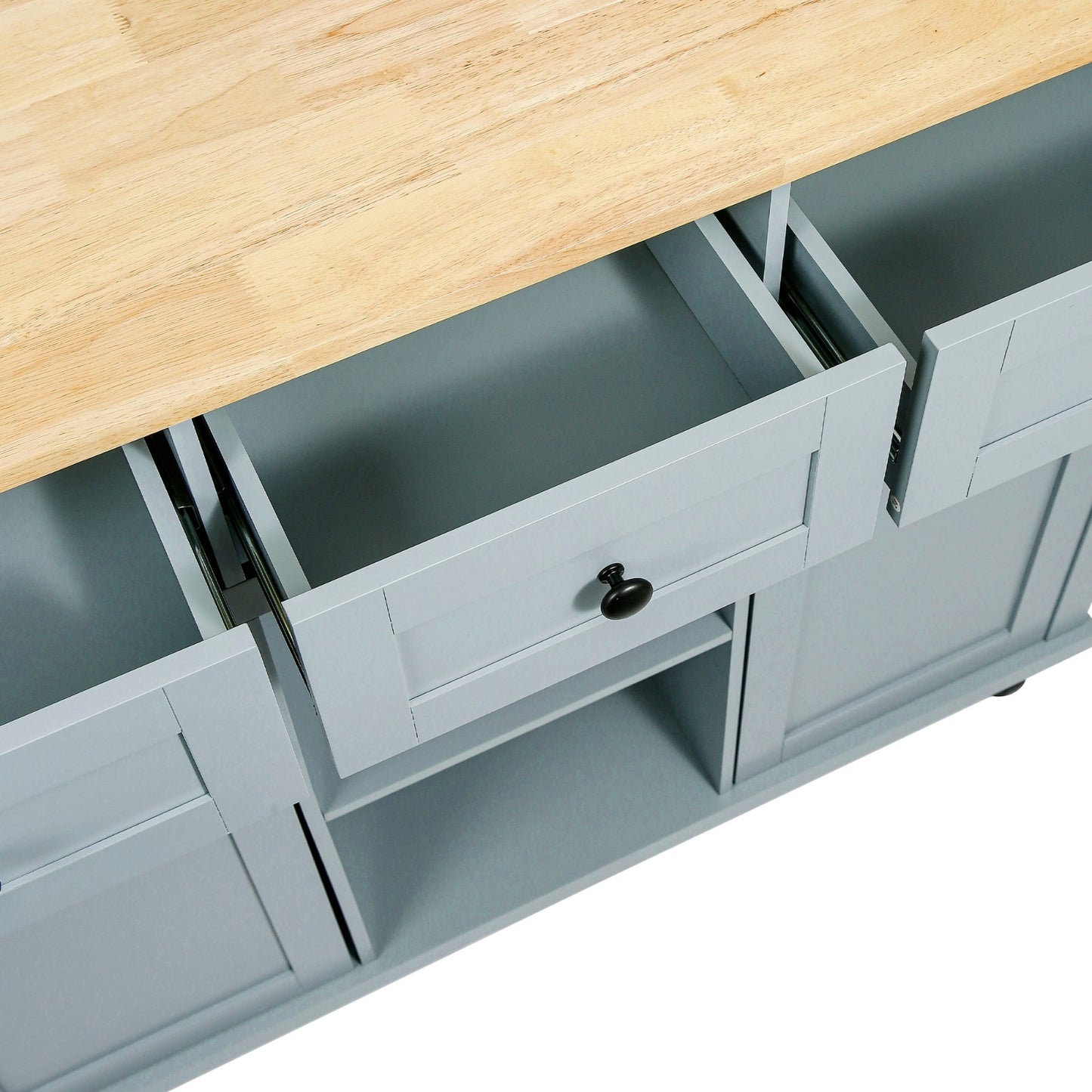 Viva Atelier Solene Drop-Leaf Rubberwood Kitchen Cart