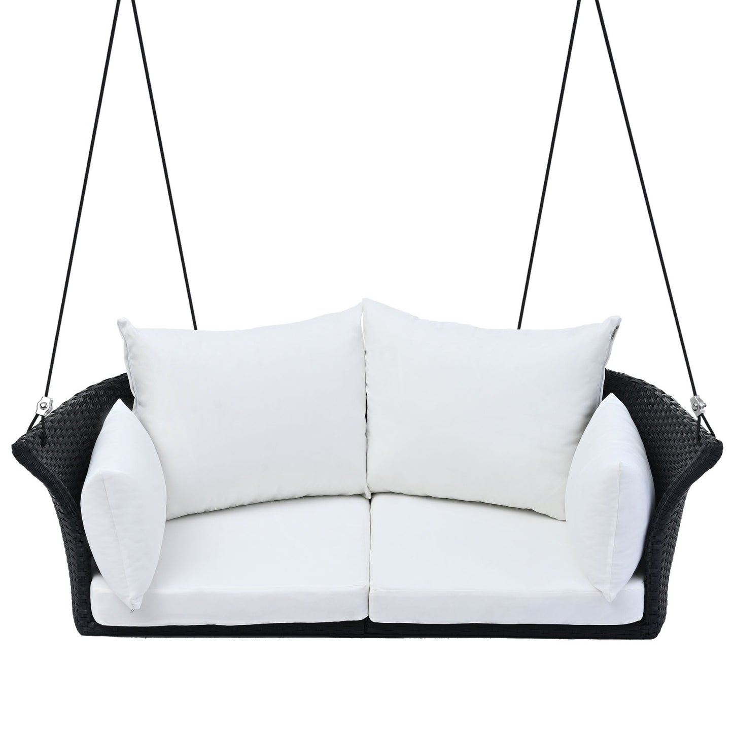 Luxury 2-Person Hanging Swing Chair – Elegant Rattan Wicker Porch Swing for Your Outdoor Oasis