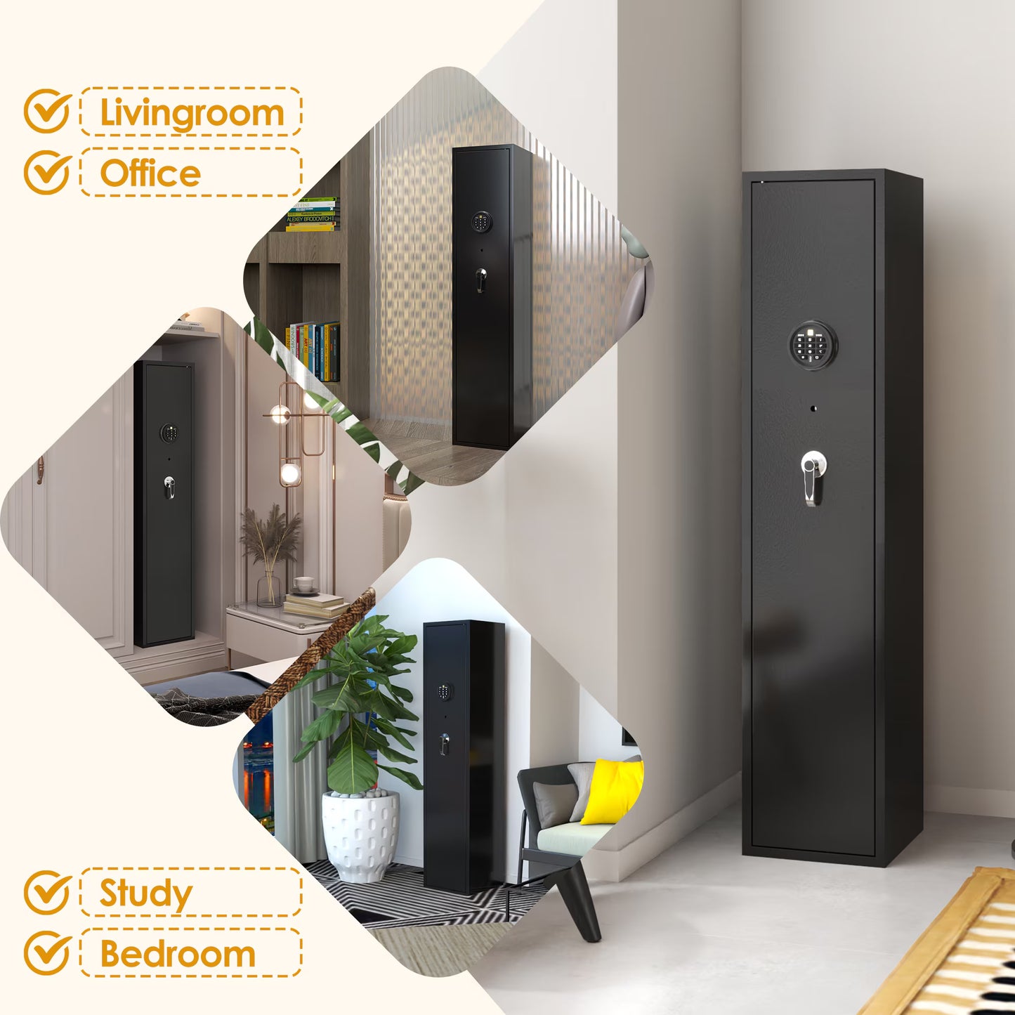 Biometric Rifle & Pistol Gun Safe | Quick Access, LED Light & Alarm System | Secure Long Gun Cabinet for Home