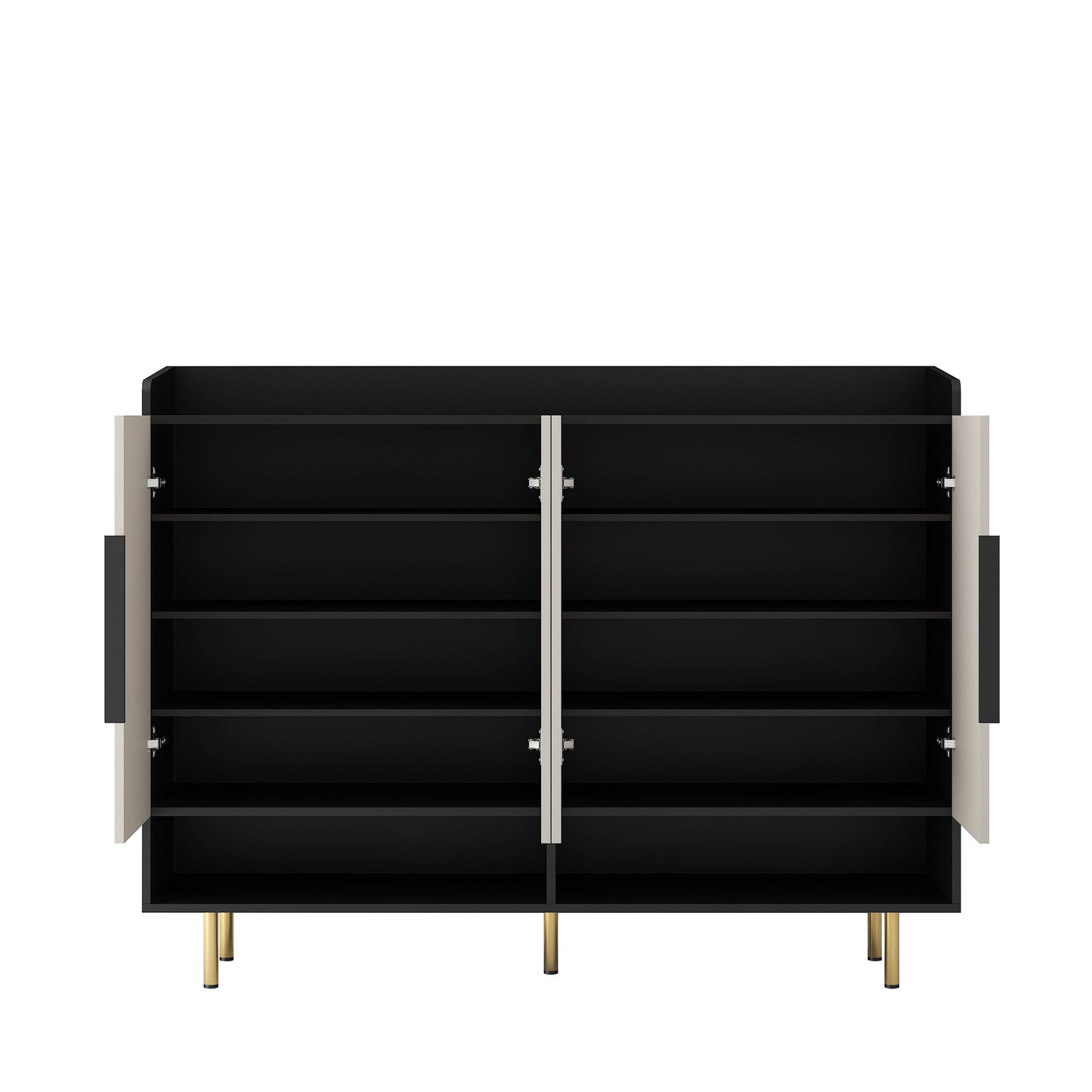 Sideboard,Shoe Cabinet With 4 Doors Large Modern Shoe Storage Organizer Cabinet With Adjustable Shelves For Entryway Black Shoe Rack Cabinet For Living Room, Bedroom