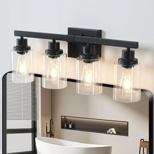 4-Light Farmhouse Bathroom Vanity Wall Sconce - Rustic Industrial Dresser Light Fixture