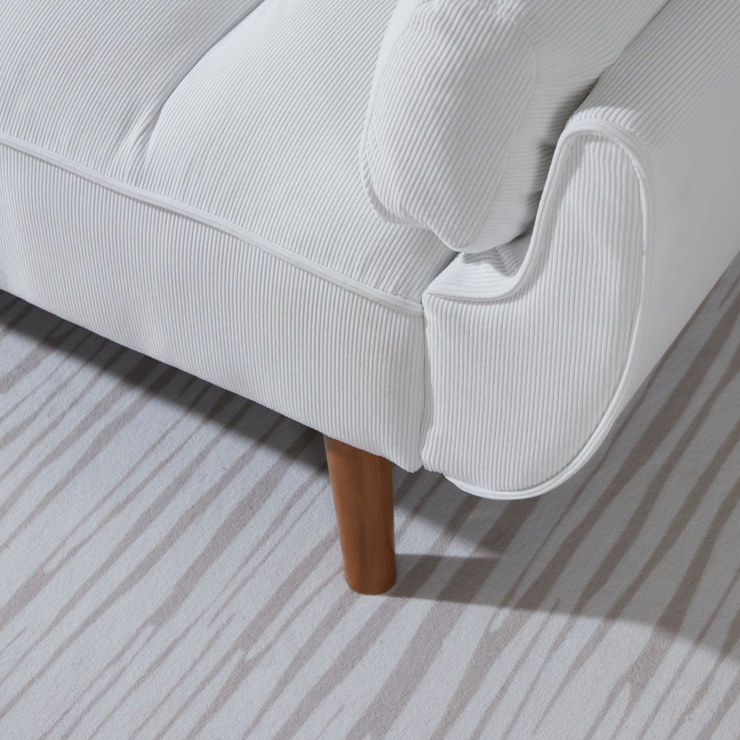 🛋️ Viva Comfort™ White Corduroy Sofa Bed – Where Minimalism Meets Maximum Comfort