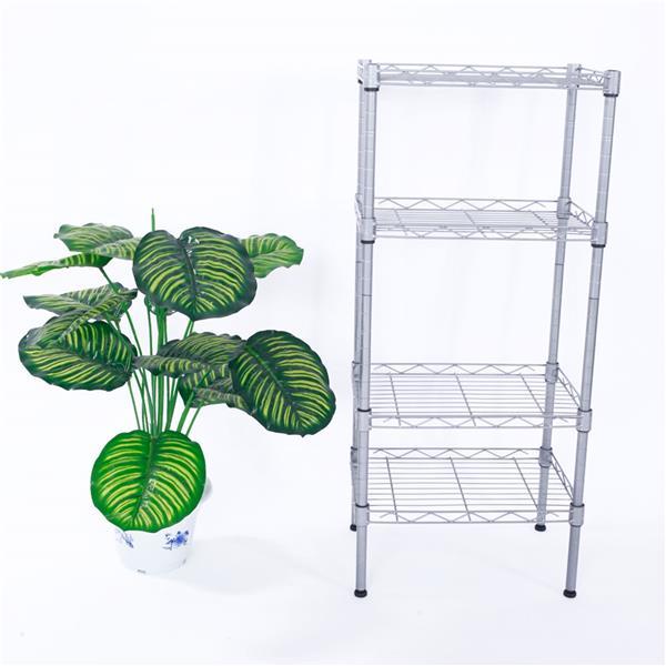 Rectangular Four Story Household Storage Rack, Silver Gray