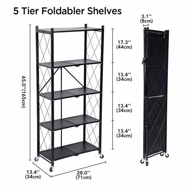 Viva Essentials Collection: 5-Layer Foldable Metal Storage Rack