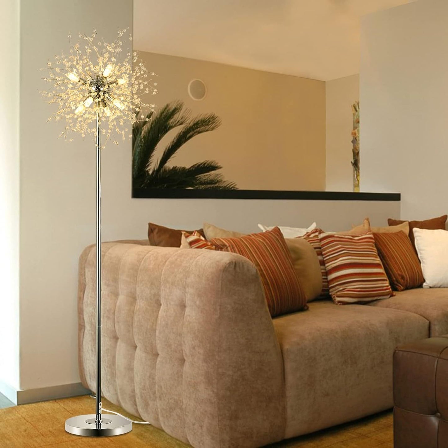Modern Crystal Floor Lamp - 69-inch Tall Elegant Standing Lamp for Bedroom & Living Room Decor