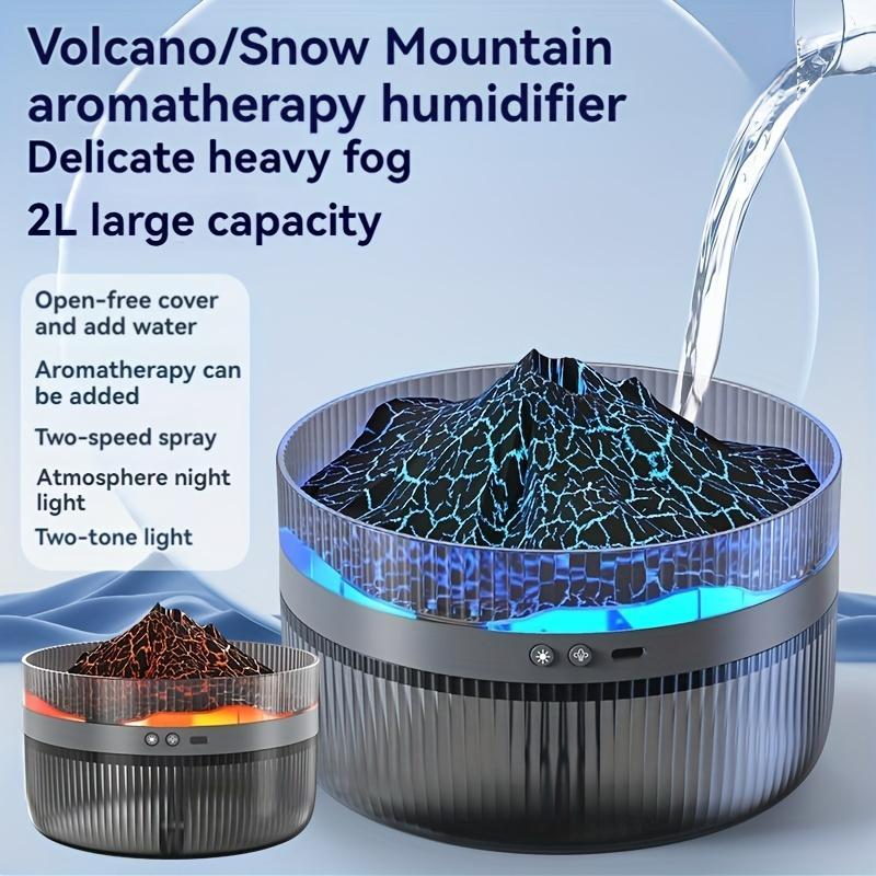 2-Color LED Volcano Flame Light Humidifier – 2L Large Capacity Aromatherapy Diffuser