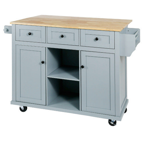 Viva Atelier Meridian Flex Rubberwood Kitchen Trolley with Folding Leaf Countertops