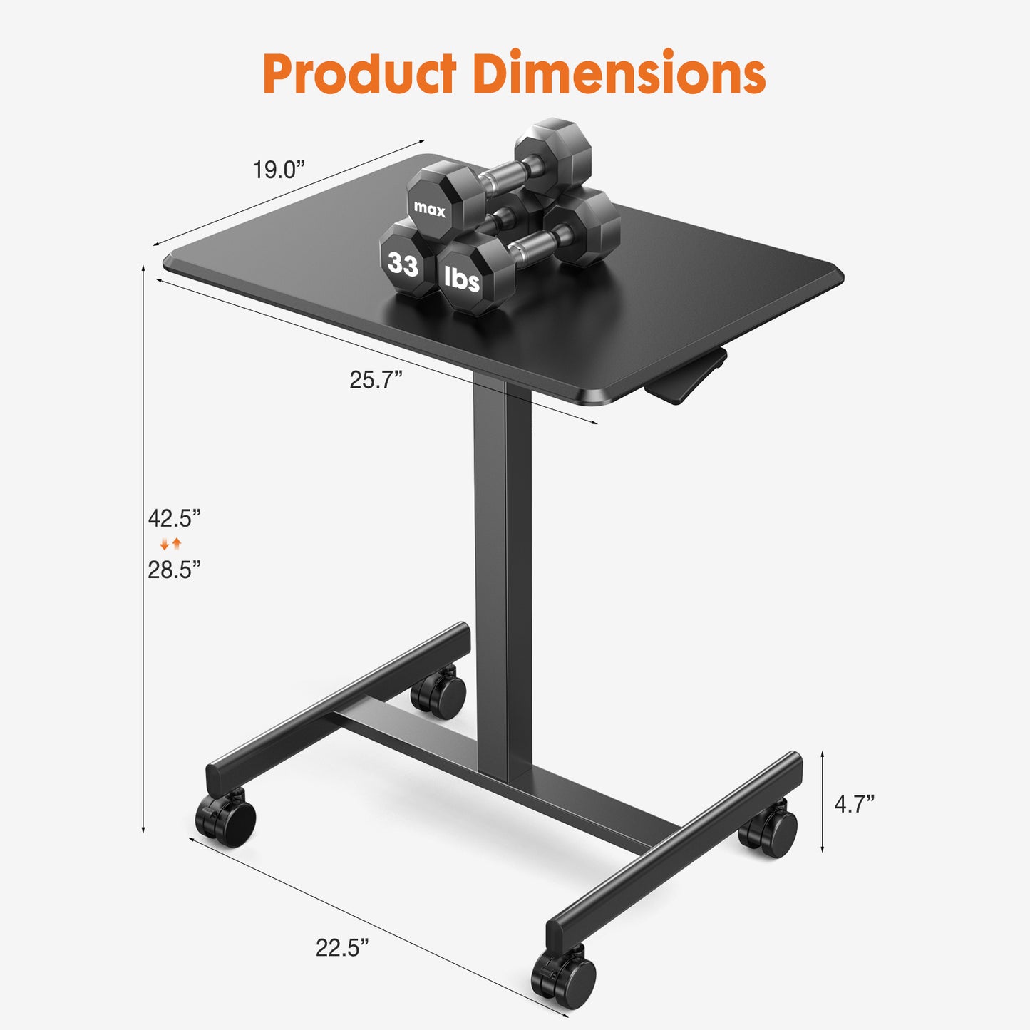 Viva Smart Living Collection: Rolling Adjustable Laptop Cart & Overbed Table