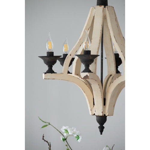 6-Light Wood Chandelier with Adjustable Chain – A Perfect Blend of Rustic and Modern Elegance