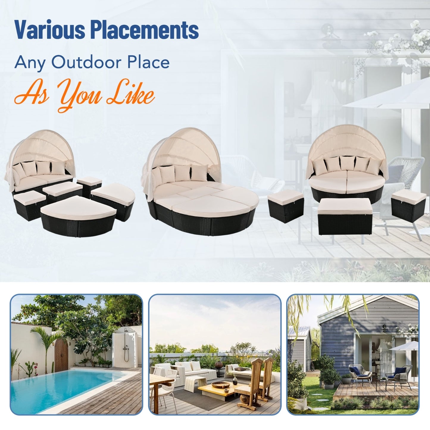 Viva Solara Collection: The Solara Circular Daybed with Retractable Canopy
