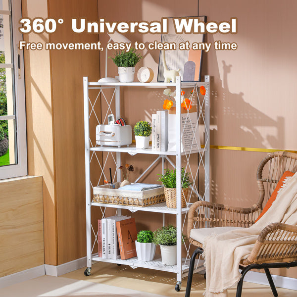 Viva Essentials Collection: 5-Layer White Foldable Metal Storage Rack