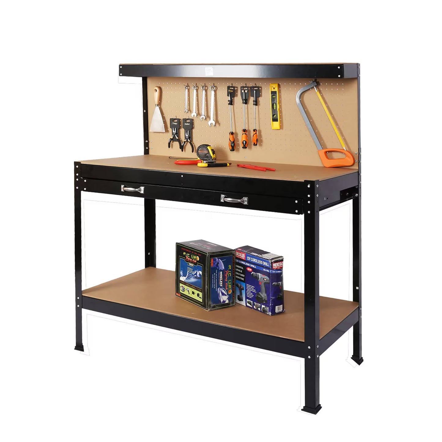Viva Workshop Collection - Industrial-Style Rolling Workbench with Tool Storage