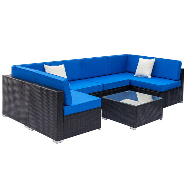 Viva Noir Braided Rattan 7-Piece Patio Ensemble