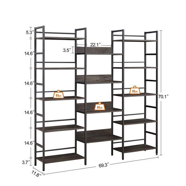 Modern Dark Grey Open Bookshelves | Stylish & Spacious Storage Solution