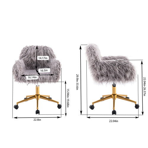 Viva Cozy Workspace Collection: Modern Faux Fur Home Office & Makeup Chair
