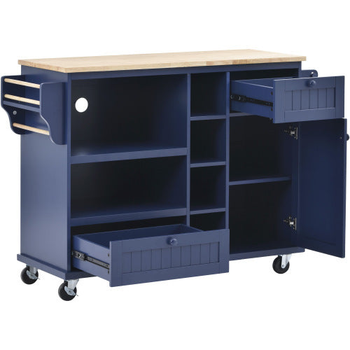 Viva Atelier Montmartre Kitchen Island Cart with Cabinet & Locking Wheels