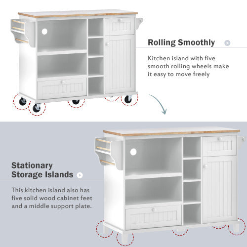 Viva Atelier Meridian Kitchen Island Cart with Storage Cabinet & Locking Wheels