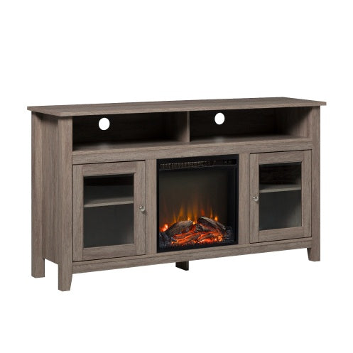 Viva Hearth Collection: Classic Glass Door Fireplace TV Stand