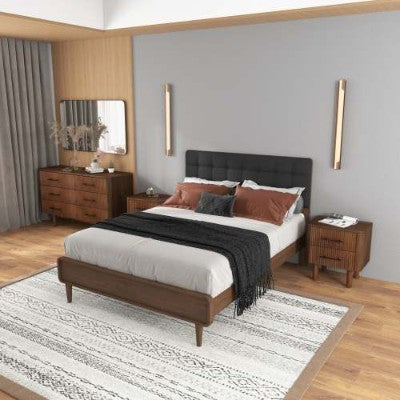 Viva Elite Logan Mid-Century Walnut Nightstand – The Future of Bedside Sophistication