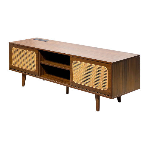 Mid Century Modern Rattan TV Stan , Entertainment Cabinet