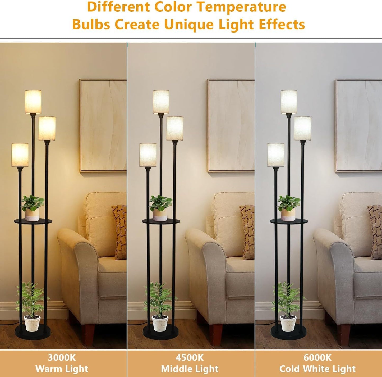 Modern Floor Lamp with Shelves – Stylish & Functional Lighting for Any Space