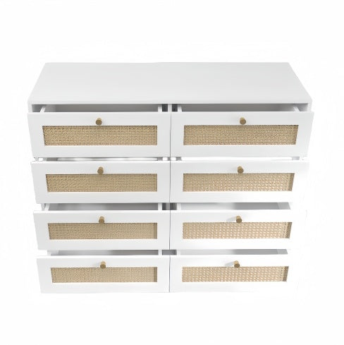 Viva Elite White Rattan 8-Drawer Chest Collection - The Future of Textural Elegance
