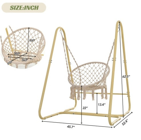Luxurious Macrame Swing Chair with Stand – Perfect for Relaxing Indoors & Outdoors