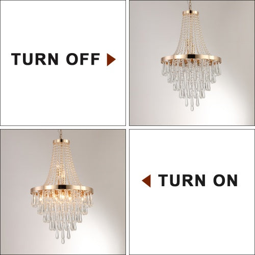Golden Crystal Chandelier - Luxurious 5-Tier Modern Lighting for Elegant Interiors