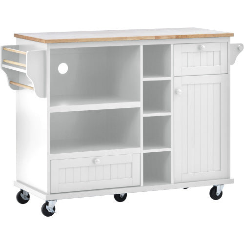 Viva Atelier Meridian Kitchen Island Cart with Storage Cabinet & Locking Wheels