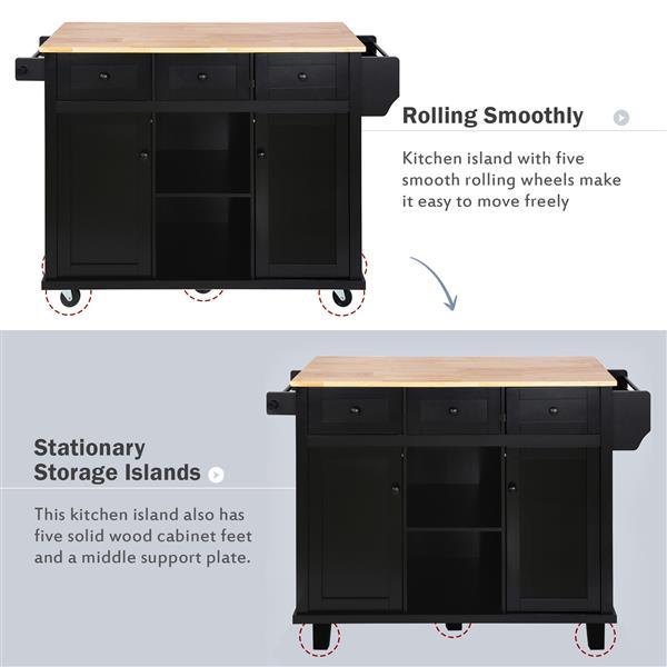 Viva Atelier Marais Flip-Top Rubberwood Kitchen Cart