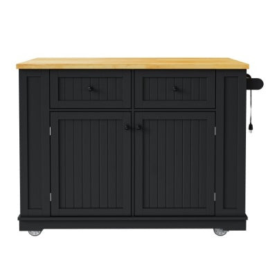 Viva Atelier Renaissance XL Large Kitchen Island Cart with Power Outlet & Bar Stools