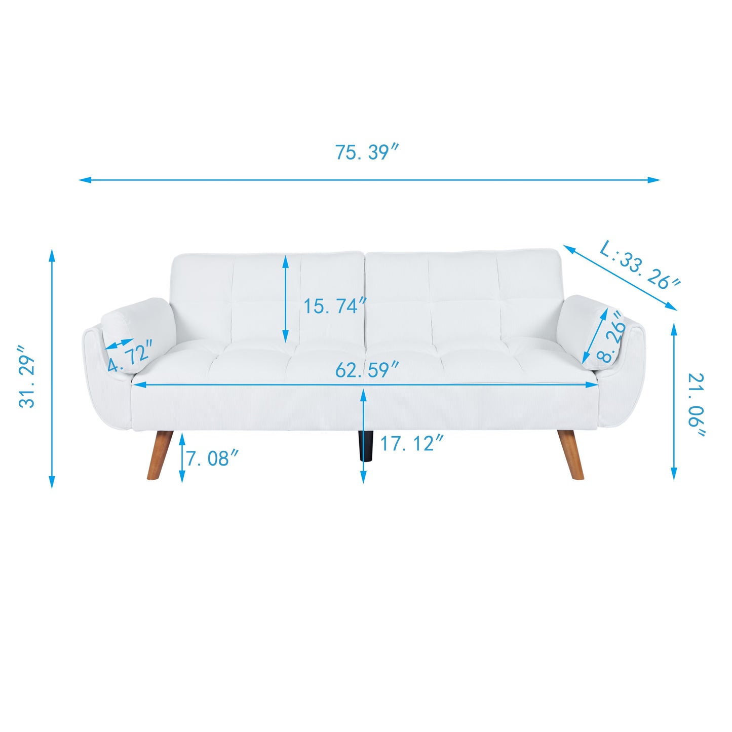 🛋️ Viva Comfort™ White Corduroy Sofa Bed – Where Minimalism Meets Maximum Comfort