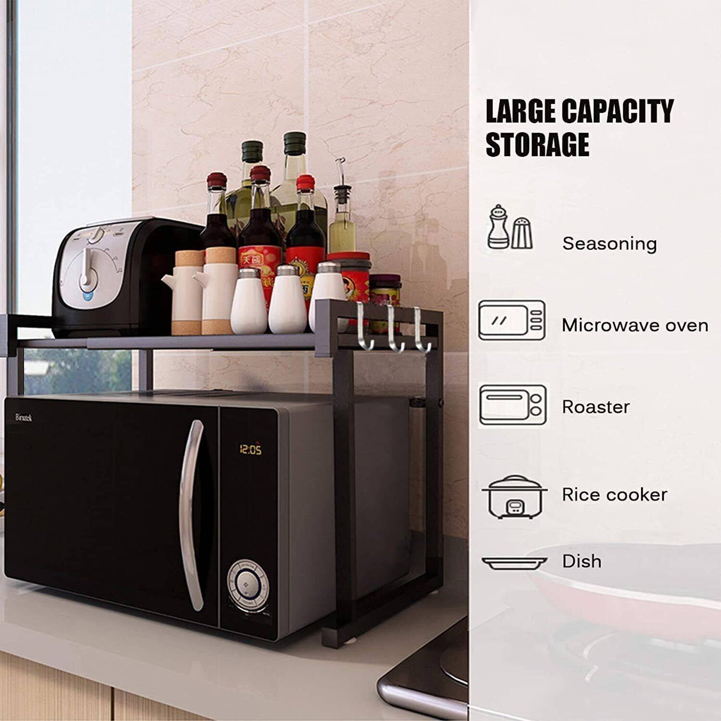 Viva Noir Extendable Single-Layer Kitchen Rack