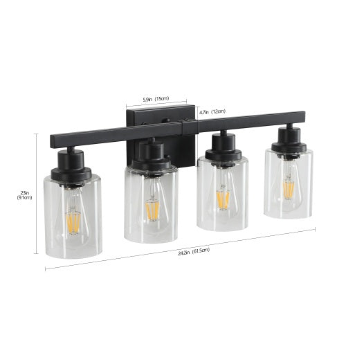 4-Light Farmhouse Bathroom Vanity Wall Sconce - Rustic Industrial Dresser Light Fixture